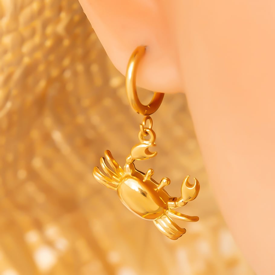 1 Pair Delicate Crab Stainless Steel Gold Color Women's Drop Earrings Picture4