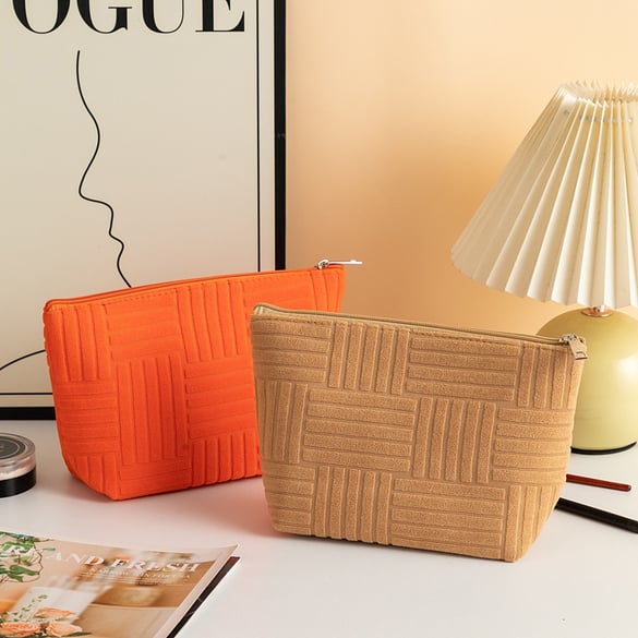 Trousse de maquillage pour femme, 1 pièce, série simple, décontractée, couleur unie, en polyester 2