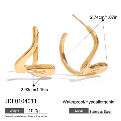 Boucles d&#39;oreilles pendantes simples en acier inoxydable couleur or h5 Image2