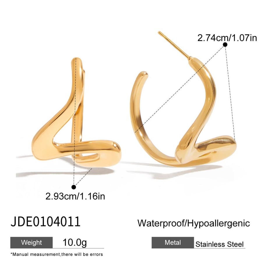 Boucles d&#39;oreilles pendantes simples en acier inoxydable couleur or Image2
