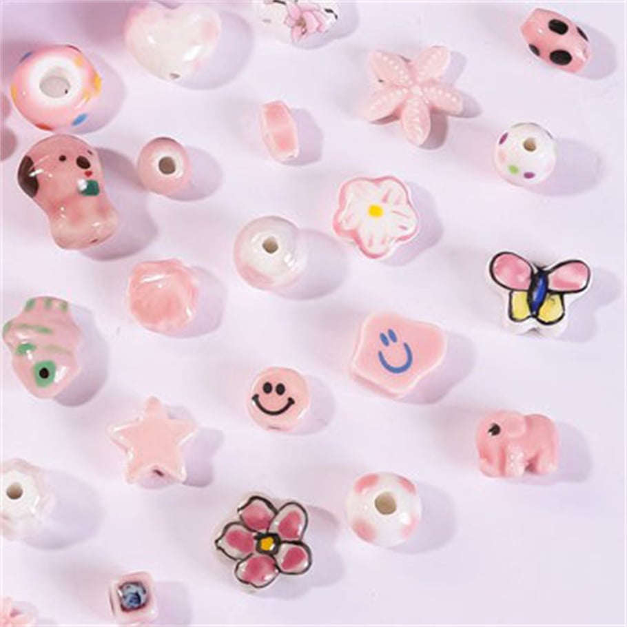 1 pièce de perle en céramique rose pour bijoux à faire soi-même Image4