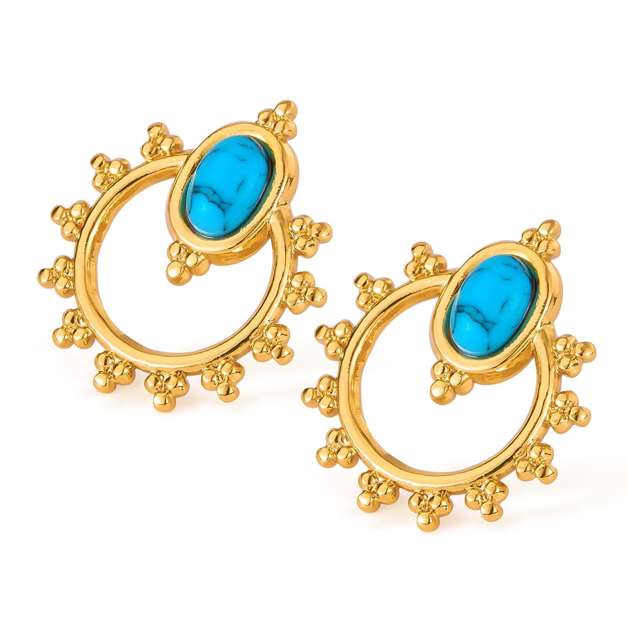 1 Paar Simple Series Tägliche geometrische Edelstahl Goldfarbene Damen-Ohrstecker 