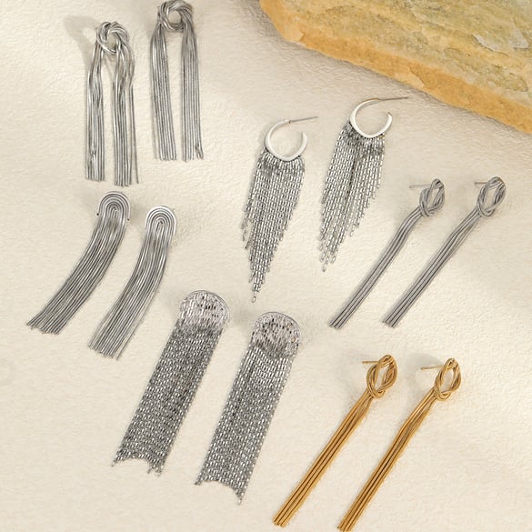 1 Pair Luxurious Series Daily Tassel Stainless Steel Women's Charm Earrings