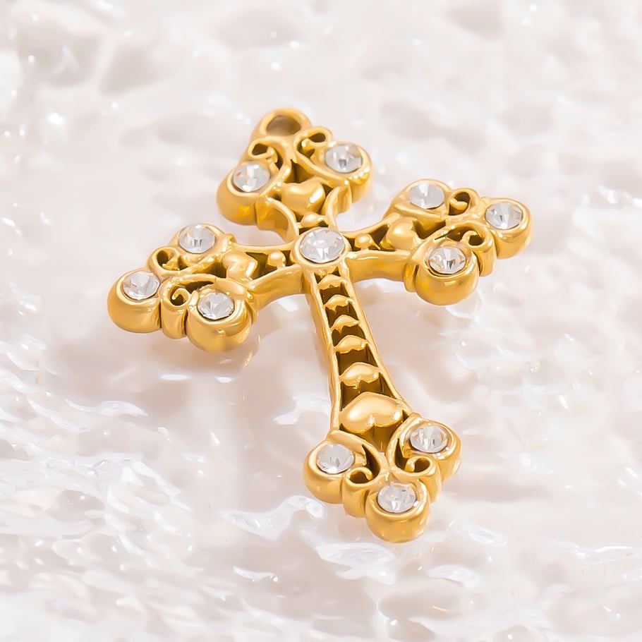 Verschiedene Kreuz Edelstahl Gold Farbe Zirkon frauen Anhänger Bild4
