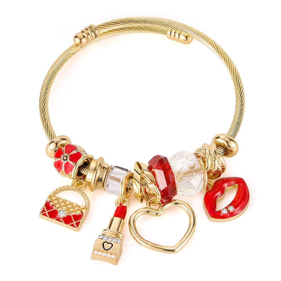 Retro Herz Goldfarbene Manschettenarmbänder 