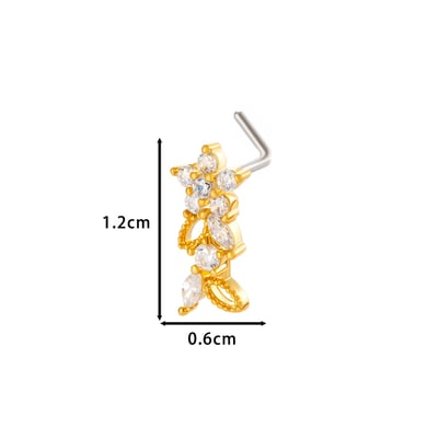 1 pièce de clou de nez en forme de fleur en cuivre doré et zircon pour femme h5 Image2