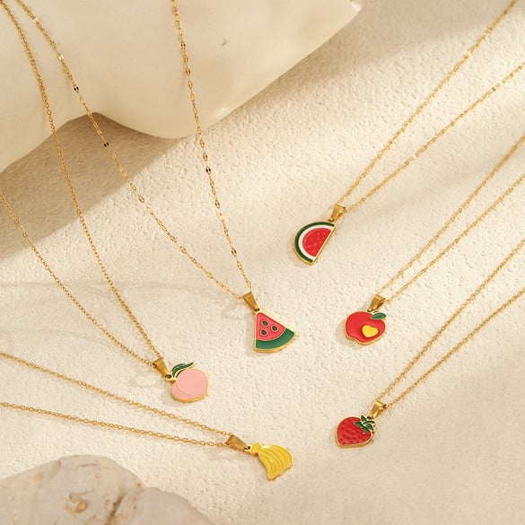 1 Pair Simple Series Daily Plant Stainless Steel Women's Pendant Necklaces