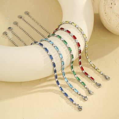 Bracelets à chaîne géométriques en acier inoxydable pour femmes, série Simple Daily h5 Image2