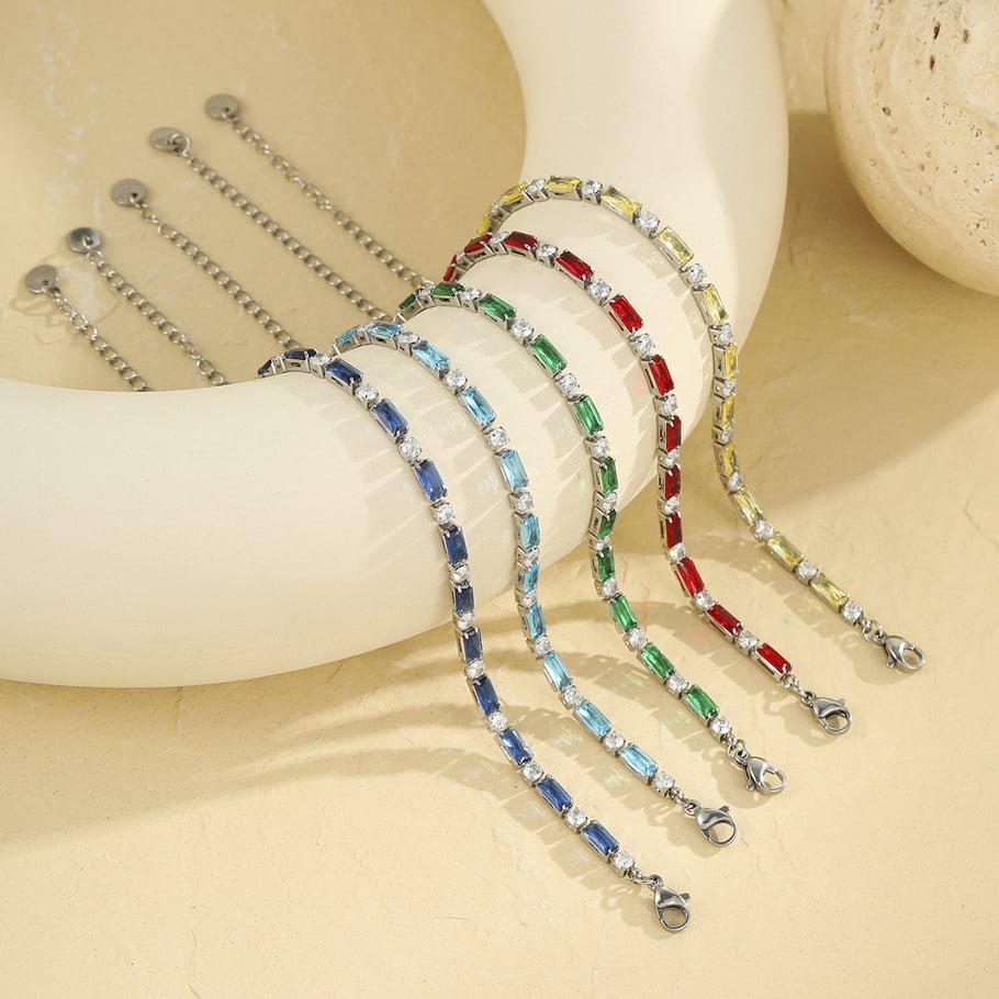Bracelets à chaîne géométriques en acier inoxydable pour femmes, série Simple Daily Image2