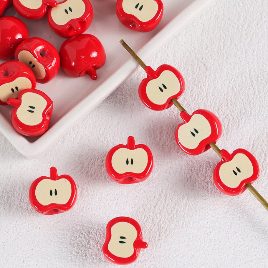 1 pieza de cuentas acrílicas de manzana para joyería DIY 