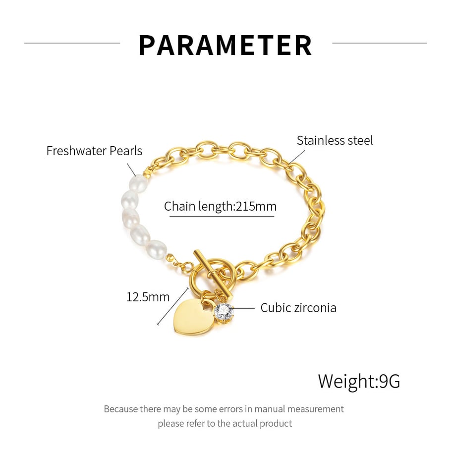 1 Paar Simple Series Simple Heart Edelstahl Goldfarben Damen Kettenarmbänder Bild2