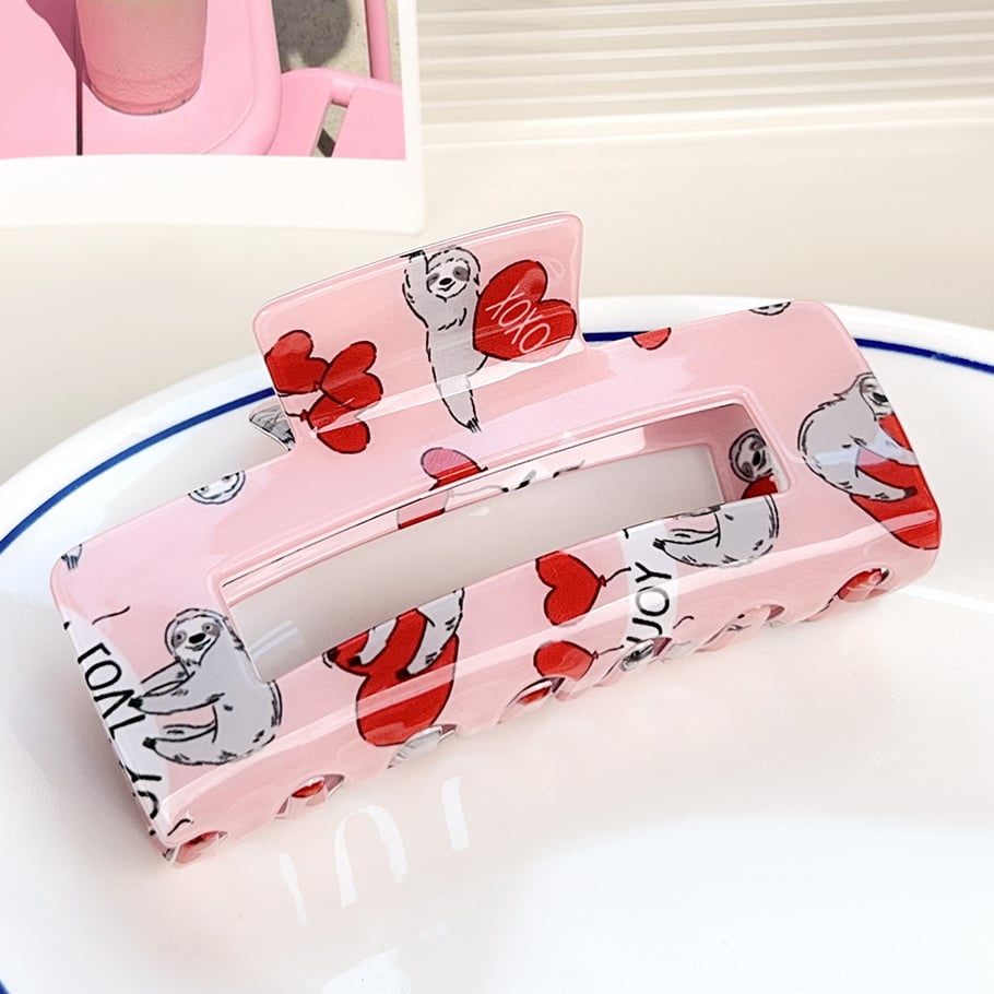 1 Paar Simple Series Casual Heart PVC Damen Haarklammern 