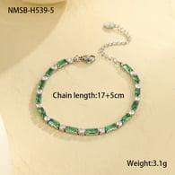 NMSB-H539-5 Bracelet en zircon vert Image5