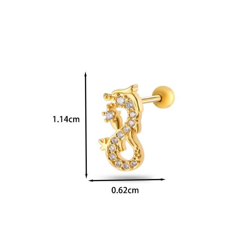 Herz Kupfer Zirkon Piercings Ohrringe Bild2