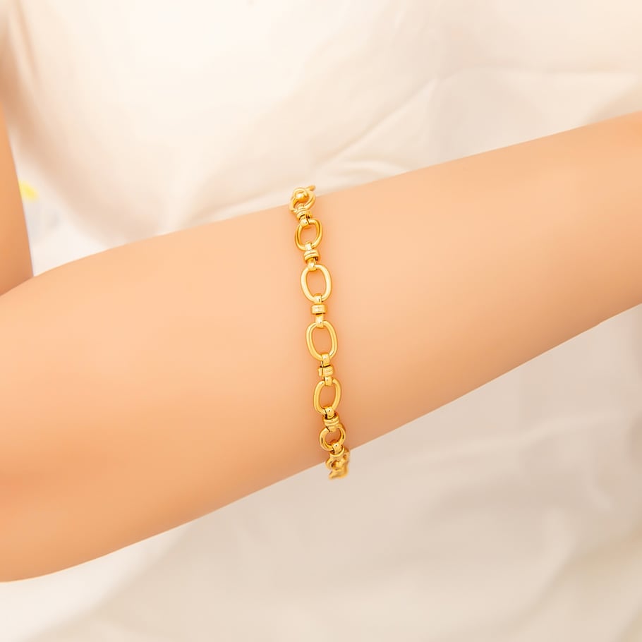 Simple Series Tägliche geometrische Goldfarbe Edelstahl Damen Kettenarmbänder Bild5