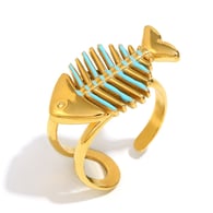 Öltropfender Fischgräten-Ring, offen, Gold 