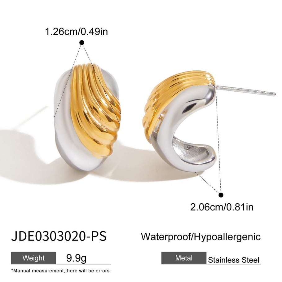 Simple Geometric Stainless Steel Mixed Color Stud Earrings 