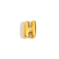 Halskette mit hohlem kleinen Buchstabenanhänger – Gold – H Bild34