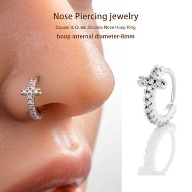 1 pièce délicate croix cuivre couleur or zircon nez pour femme h5 Image7