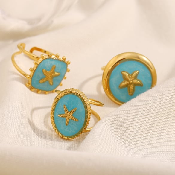 Luxe stijl Retro Ocean Series roestvrijstalen damesringen