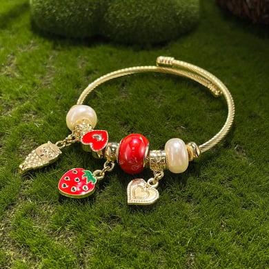 Erdbeere Gold Farbe Manschette Armbänder h5 Bild4