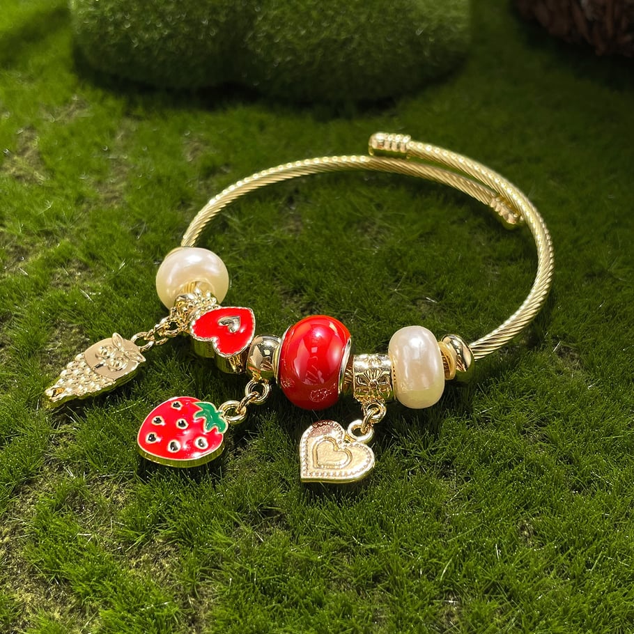 Erdbeere Gold Farbe Manschette Armbänder Bild4