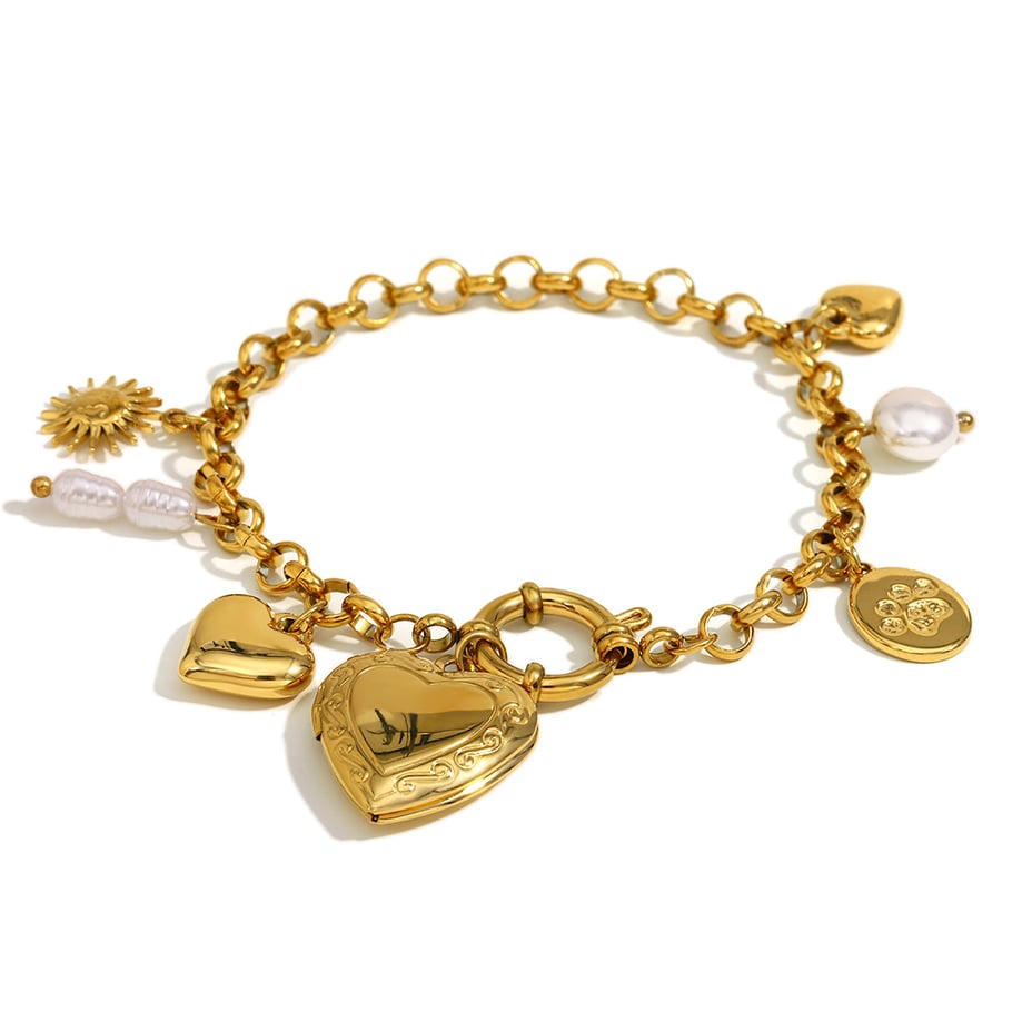 Braccialetti con ciondolo a forma di cuore in acciaio inossidabile, serie classica, da donna, 1 pezzo Immagine5