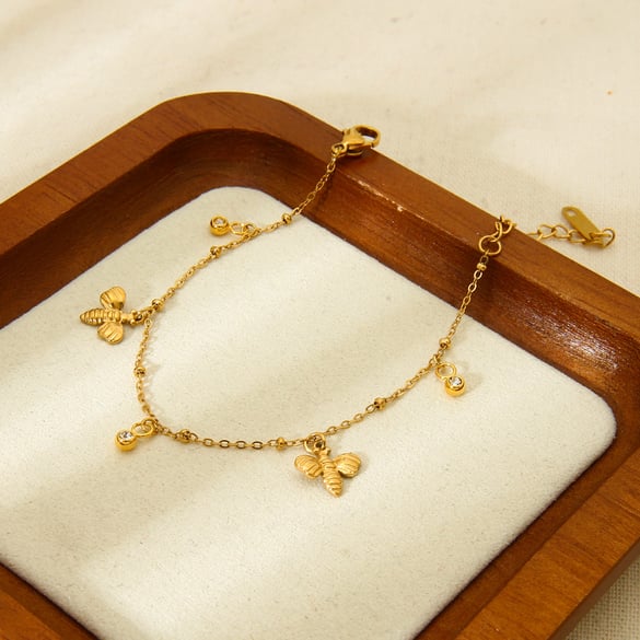 Pulseras de acero inoxidable con mariposas coloridas y de moda para mujer