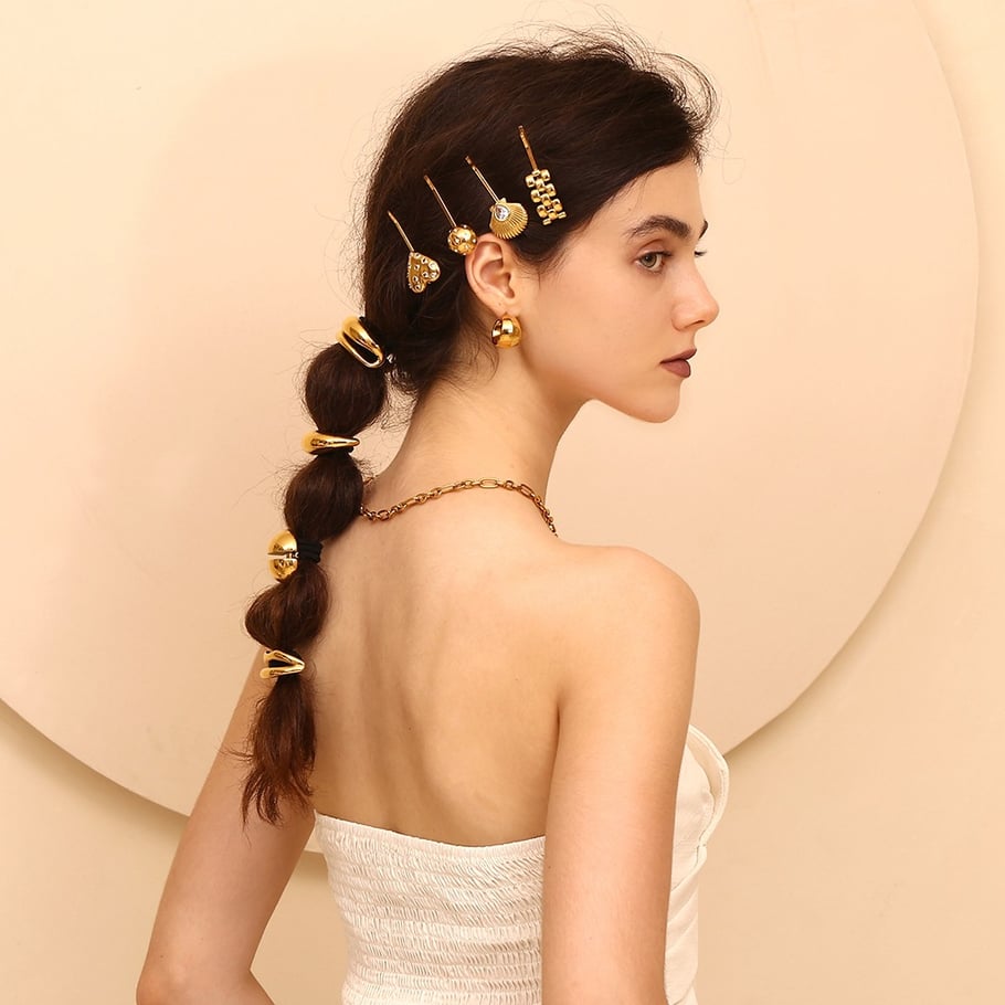 1 Piece Unique and Creative - shaped Gold - colored Stainless Steel Hair Clips Picture3