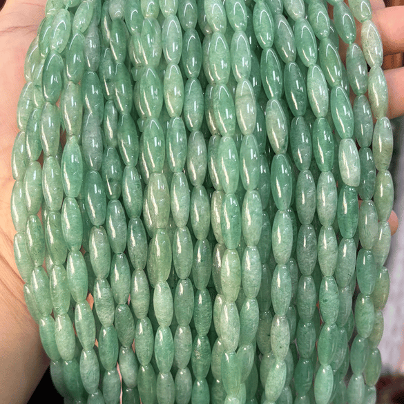 1 chaîne de perles ovales classiques en pierres naturelles (DM : 6 x 16 mm)