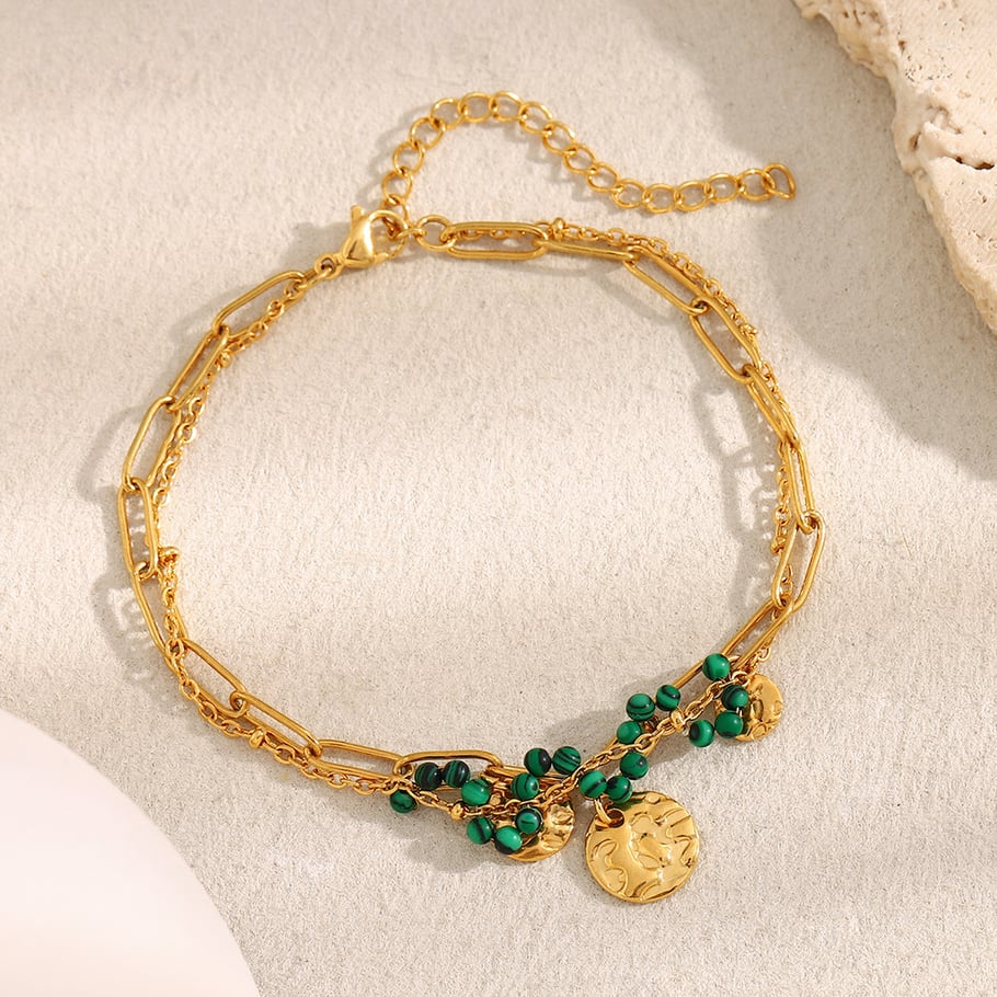 Braccialetti a catena da donna in acciaio inossidabile con perline OL della serie Romantic Immagine3