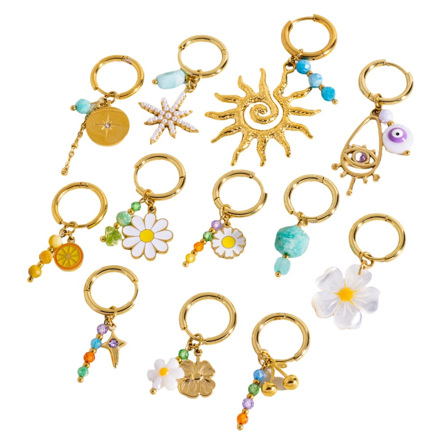 Simple Series Vacation Flower Stainless Steel Women's Drop Earrings h5Picture5
