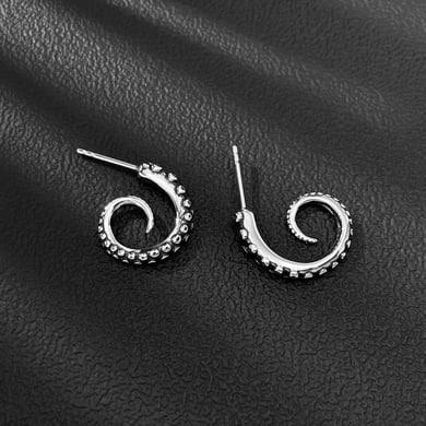 Designable Octopus Tentacle Stainless Steel Men's Earrings h5 Picture3