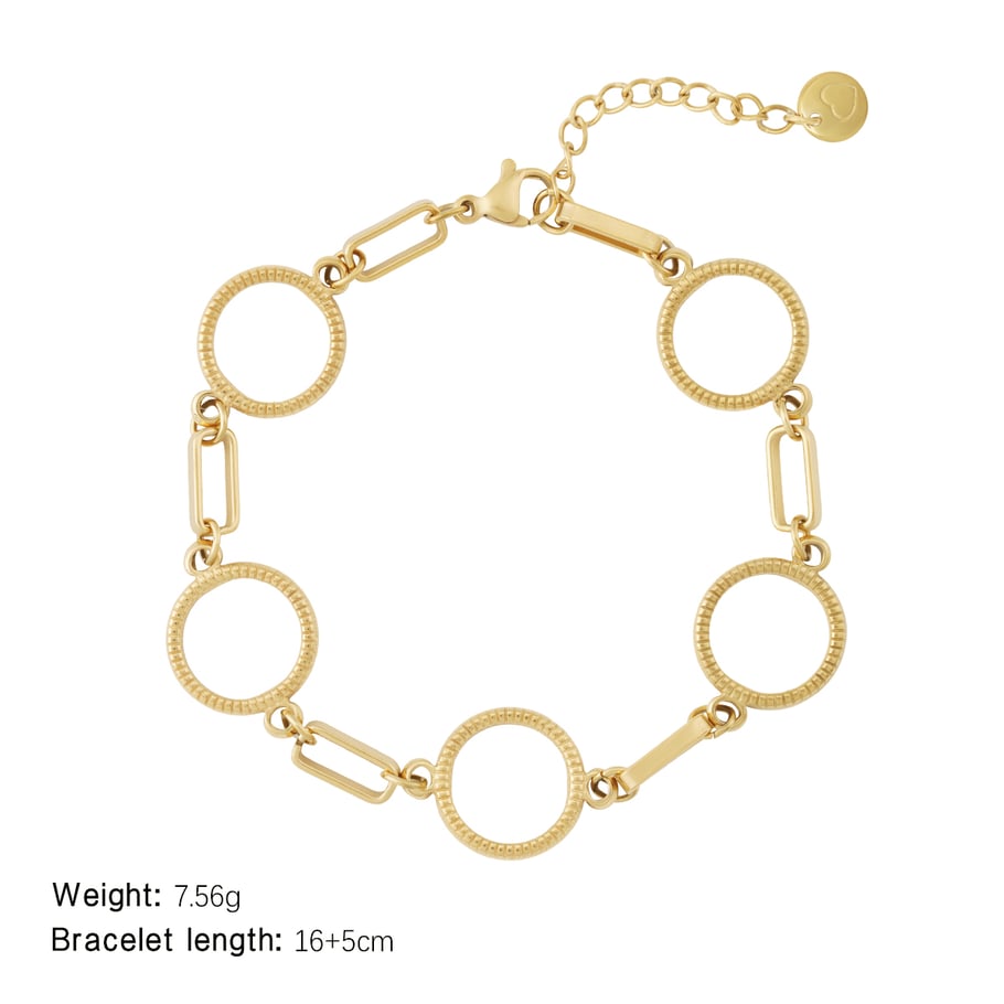 Annular Patchwork Geometric Stainless Steel Gold Color Women's Chain Bracelets Picture2