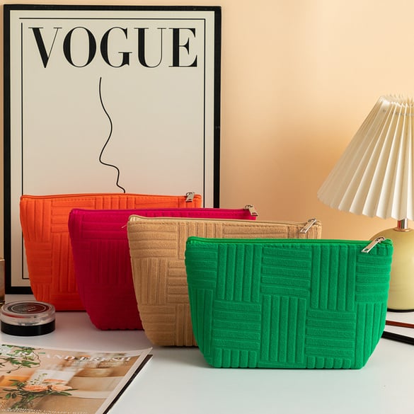 Trousse de maquillage pour femme, 1 pièce, série simple, décontractée, couleur unie, en polyester