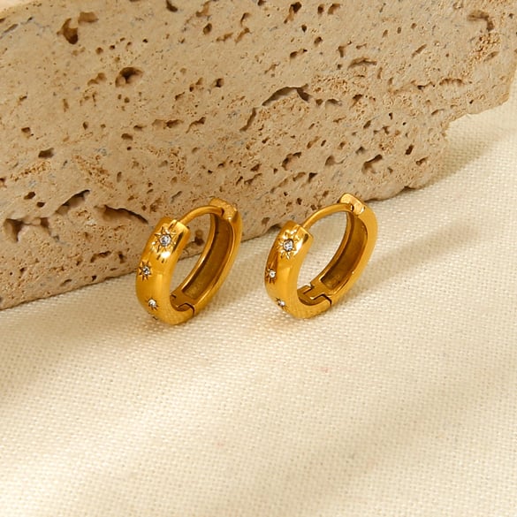 Einfache Serie Tägliche Geometrische Edelstahl Gold Farbe Ohrringe 2