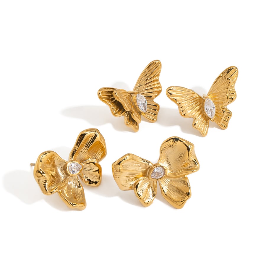 Ohrstecker Schmetterling aus Edelstahl in Goldfarbe Bild4