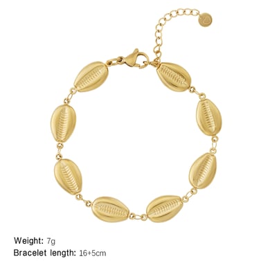 Braccialetti con ciondoli da donna in acciaio inossidabile color oro con conchiglia per le vacanze h5 Immagine2