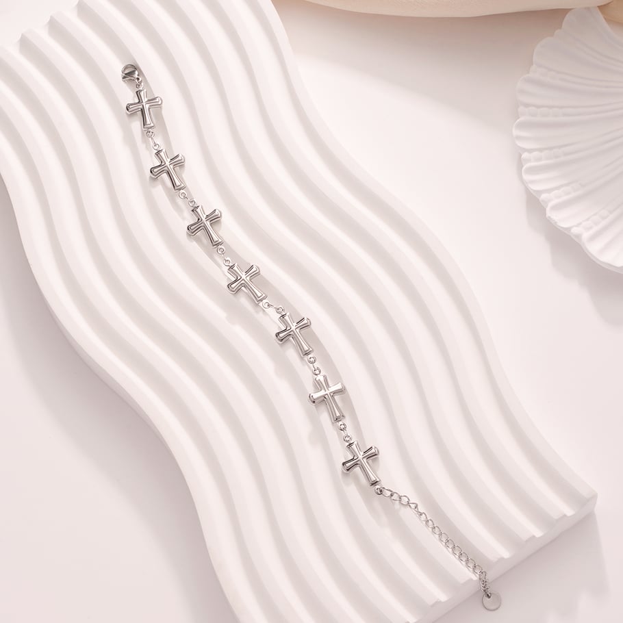 Modern Cross Stainless Steel Gold Color Women's Charm Bracelets Picture6