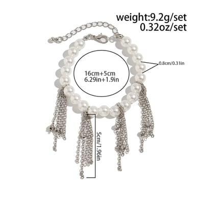 Punk Tassel Artificial Pearl Iron Beaded Bracelets h5 Picture2