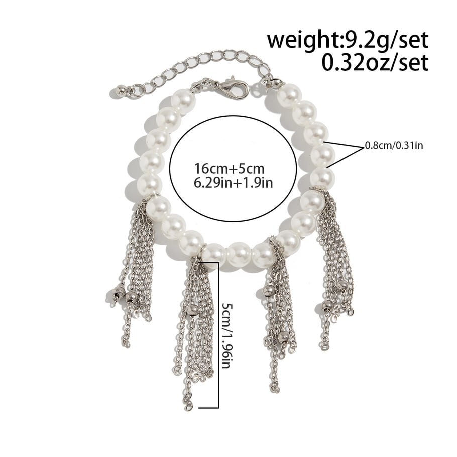 Punk Tassel Artificial Pearl Iron Beaded Bracelets Picture2