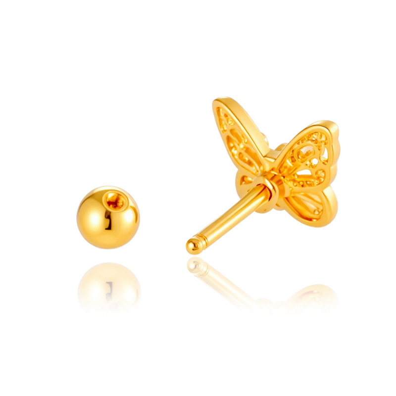 1 Pair Simple Series Simple Heart Copper   Gold Color  Zircon Women's Piercings Earrings Picture8
