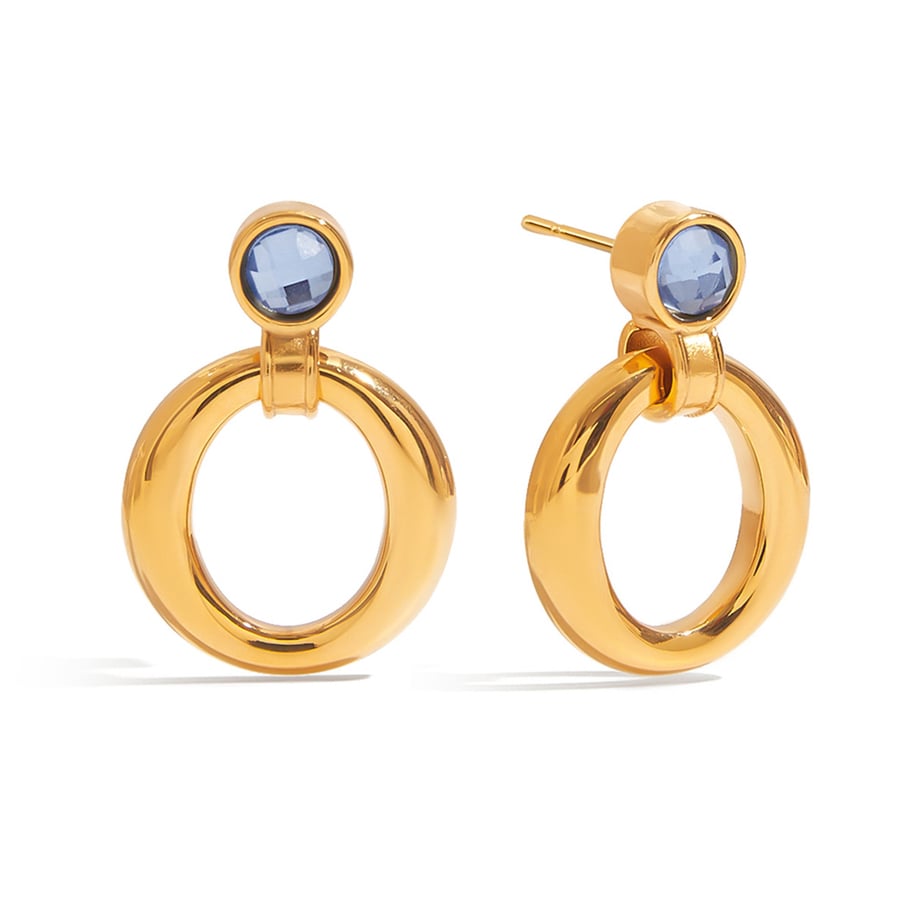 Simple Stainless Steel Gold Color Drop Earrings 