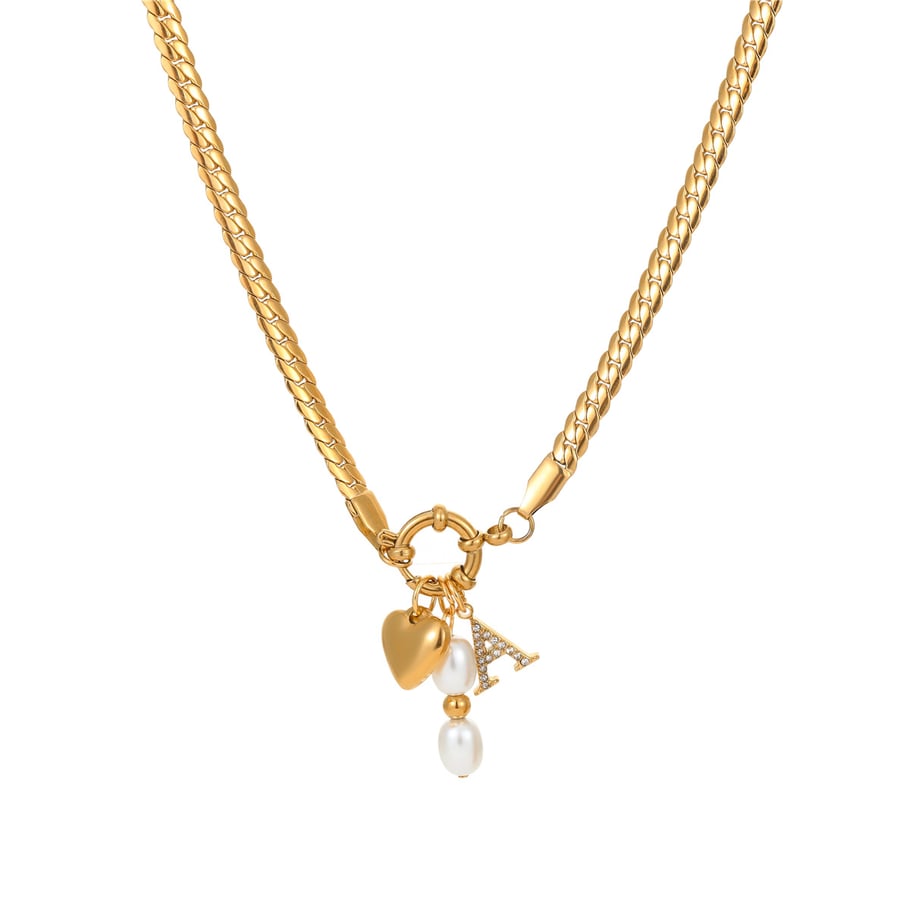 1 Paar Simple Series Simple Heart Edelstahl Goldfarben Damen-Anhänger-Halsketten Bild5