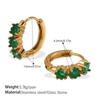 EH1077GNG Groene steen gouden kleine oorbellen Afbeelding8