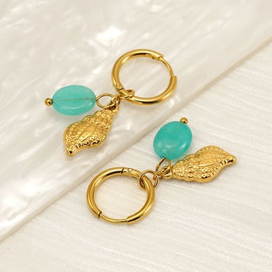 Orecchini pendenti color oro in acciaio inossidabile Oceanic h5 Immagine3