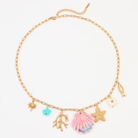 NMSN-F416-1 Collar de vieira rosa 