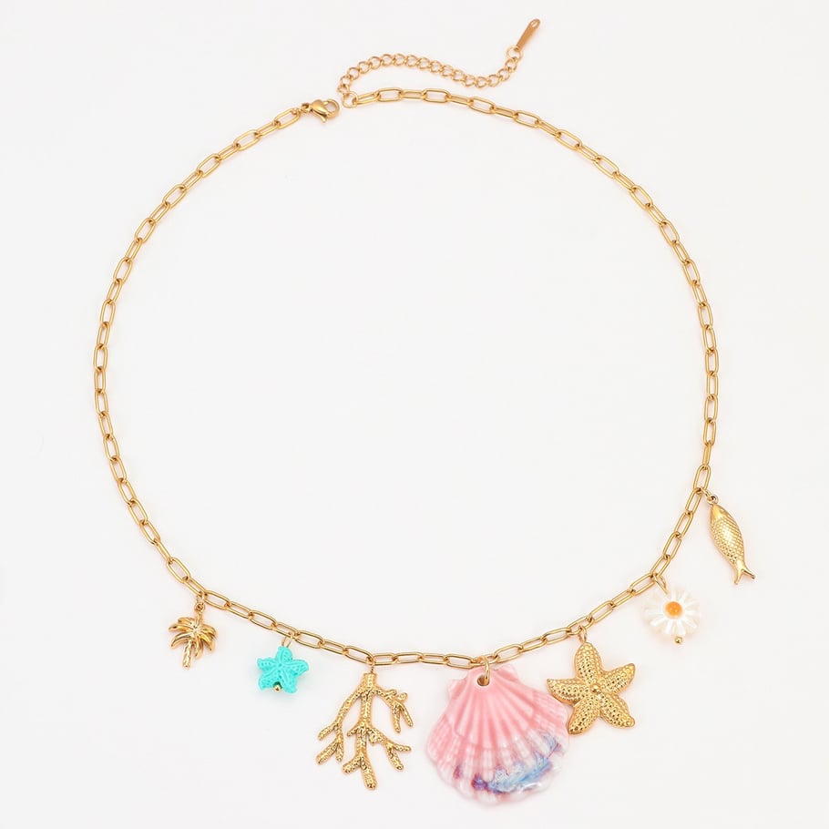 Collares para mujer estilo resort con colgante de temática oceánica 