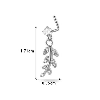 1 paire de piercings de nez pour femme, série Simple, fleur simple, cuivre, couleur or, zircon h5 Image2