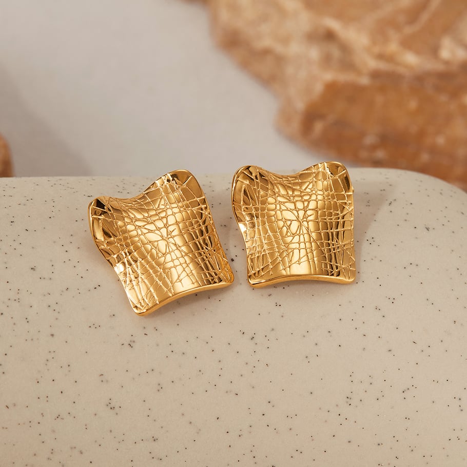 1 Paar Simple Series Tägliche geometrische Edelstahl Goldfarbene Damen-Ohrstecker Bild5